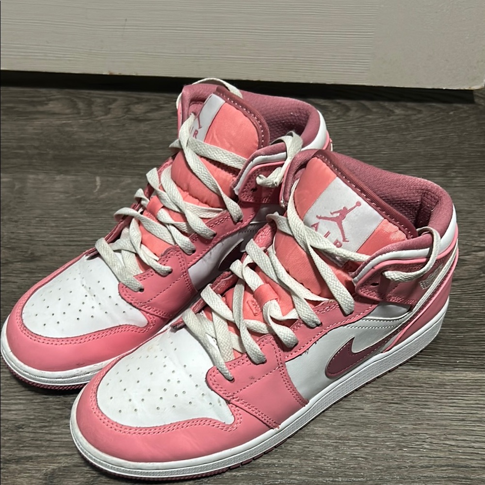 Nike Women's Pink and White High-Top Sneakers